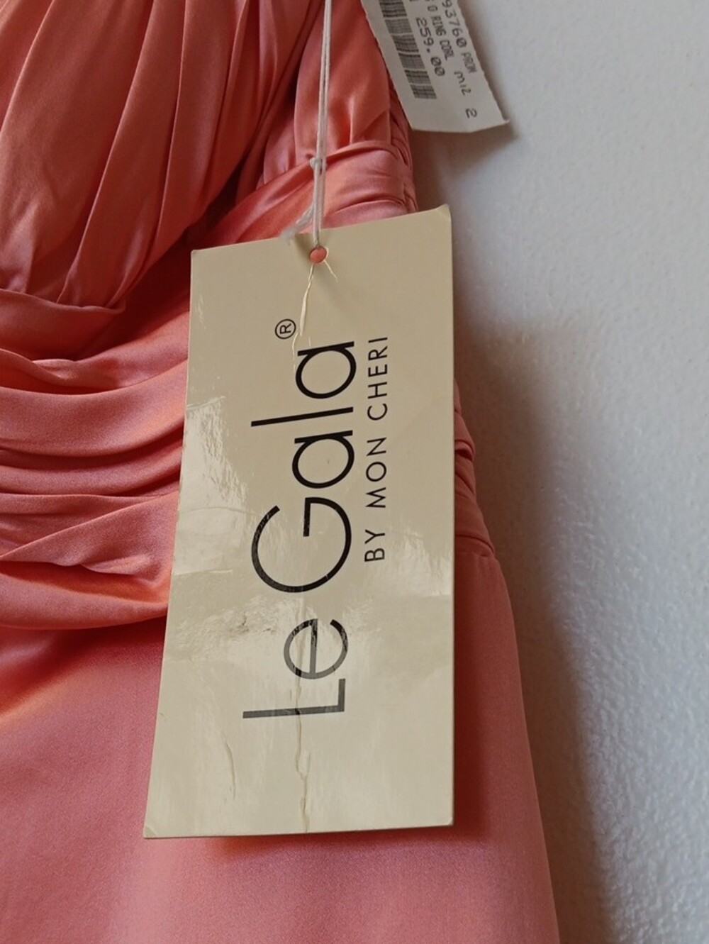 Vintage Mon Cheri Coral Satin High-Low Evening Dress - Picture 5 of 10